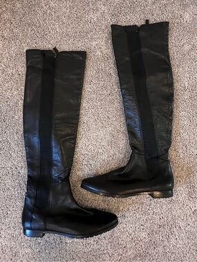 MODERN VINTAGE Women's Black Over-the-Knee Leather Boots